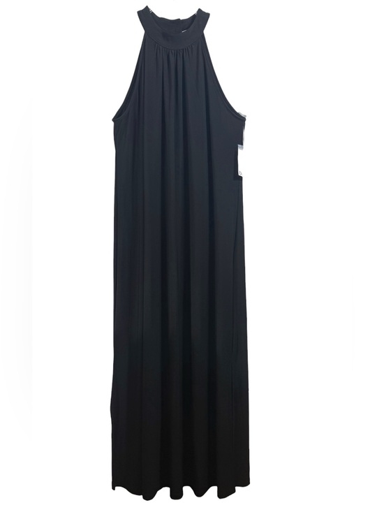 Bar III Dresses & Skirts - Bar III NWT Black Halter Neck Maxi Dress XL Side Slit Sleeveless Flowy